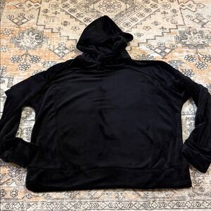 EVEREVE L velour cowl neck hooded sweatshirt in black-loungewear at its softest
